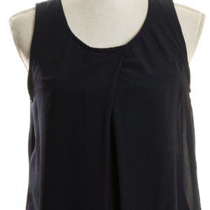 JOAN VASS Black Pleated Sleeveless Pleated Chiffon Tank Size XS